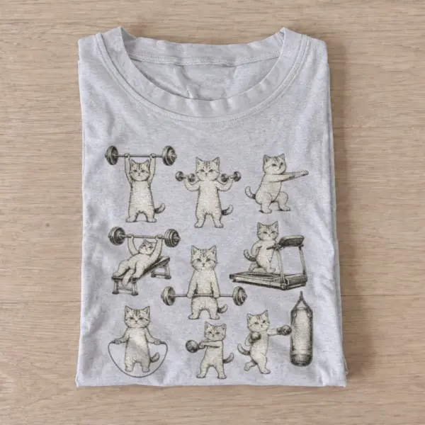 Yoga cats workout t shirt gray20yoga cats.webp