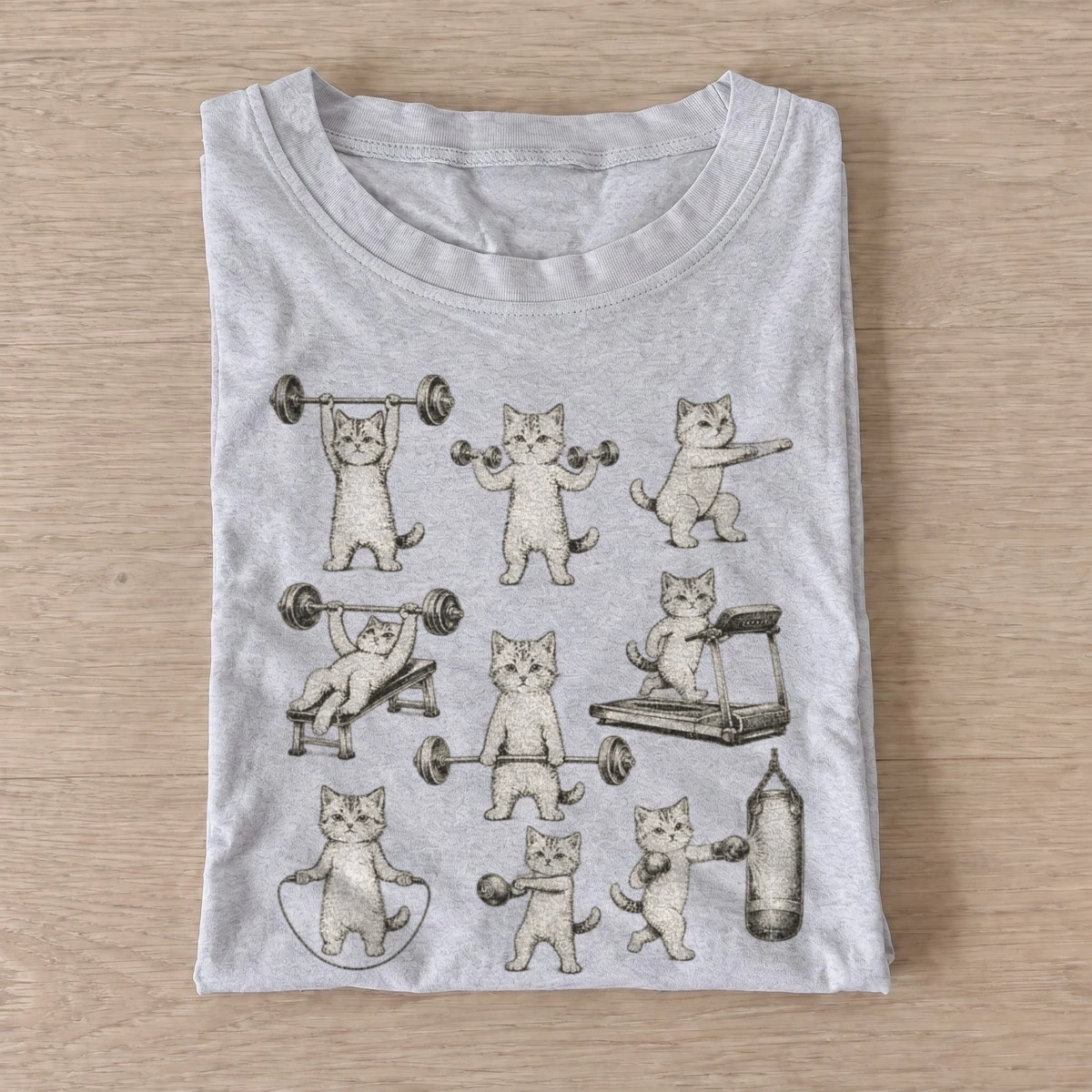 Yoga cats workout t shirt gray20yoga cats.webp