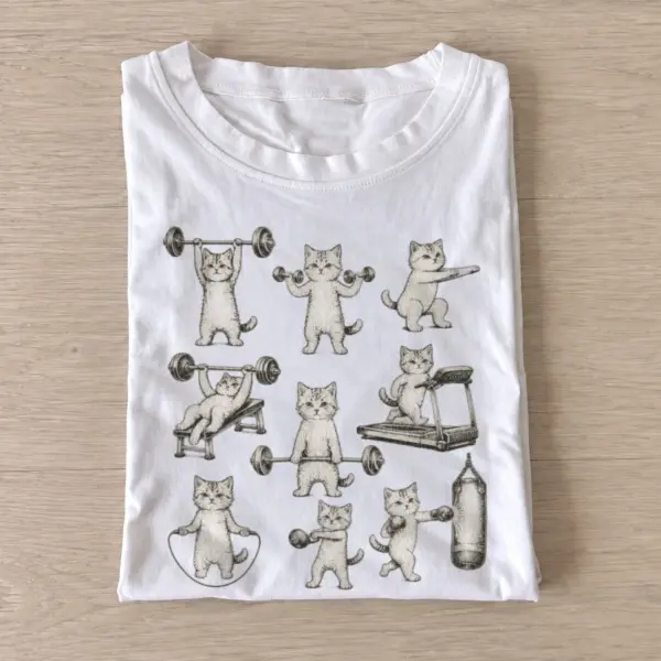 Yoga cats workout t shirt white20yoga cats.webp