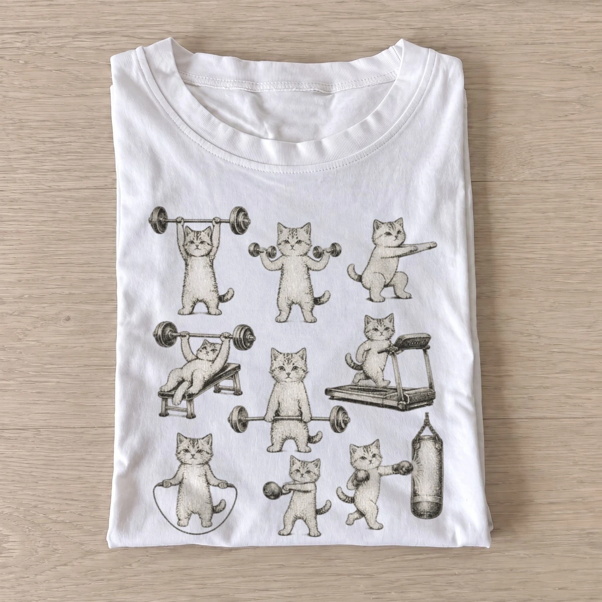 Yoga cats workout t shirt white20yoga cats.webp