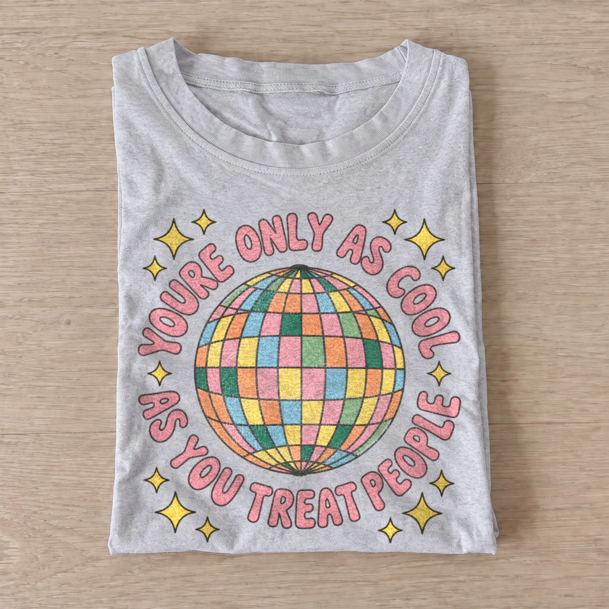 Youre only as cool as you treat people disco t shirt gray20disco kindness.webp