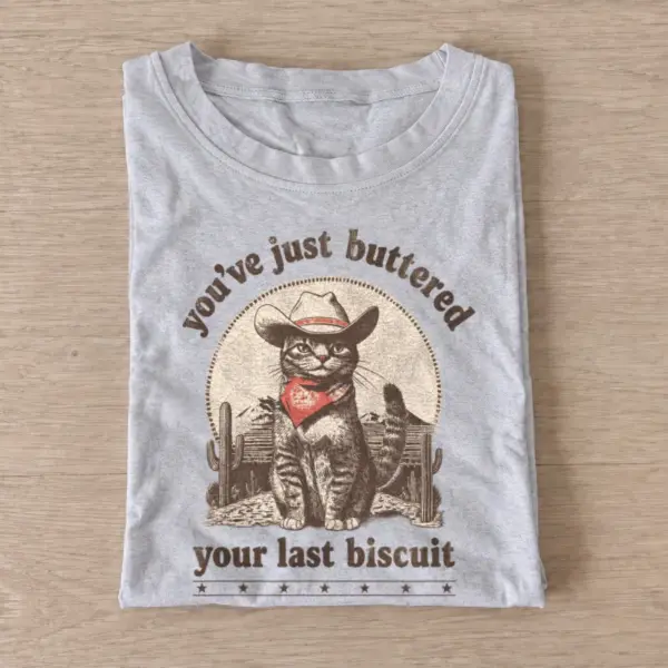 Youve just buttered your last biscuit cowboy cat t shirt gray20last biscuit tabby.webp