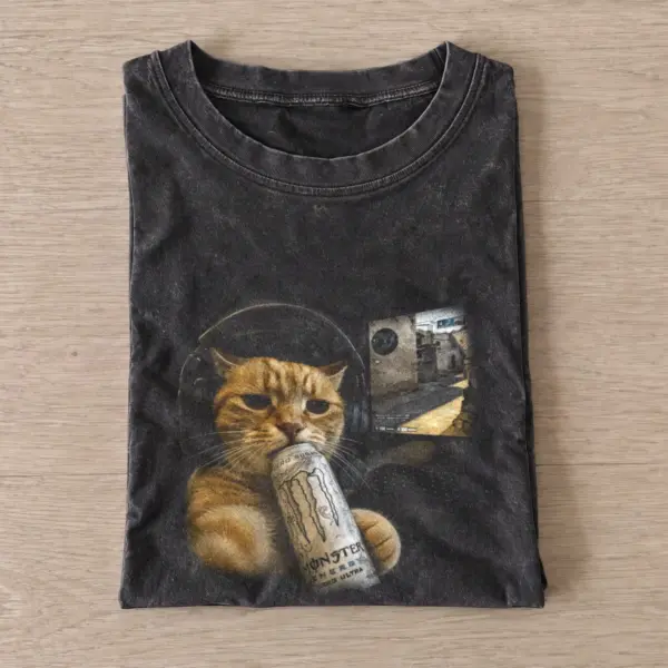 Zero Chill Gamer Cat Vintage Graphic T-Shirt — graphic design