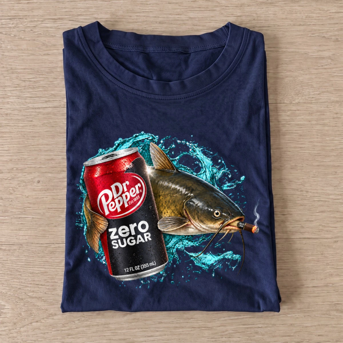 Zero sugar soda catfish t shirt navy20zero sugar soda catfish.webp