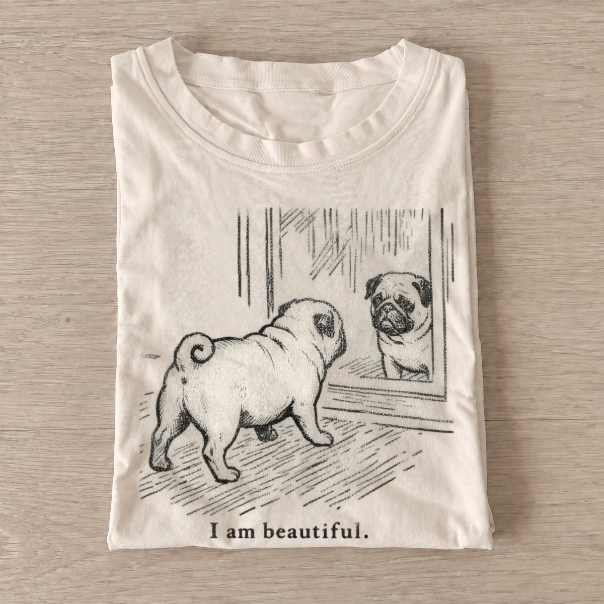 I am beautiful pug mirror t shirt sand20beautiful pug.webp