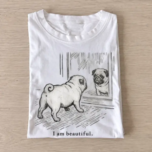 I am beautiful  pug mirror t shirt white20beautiful pug.webp
