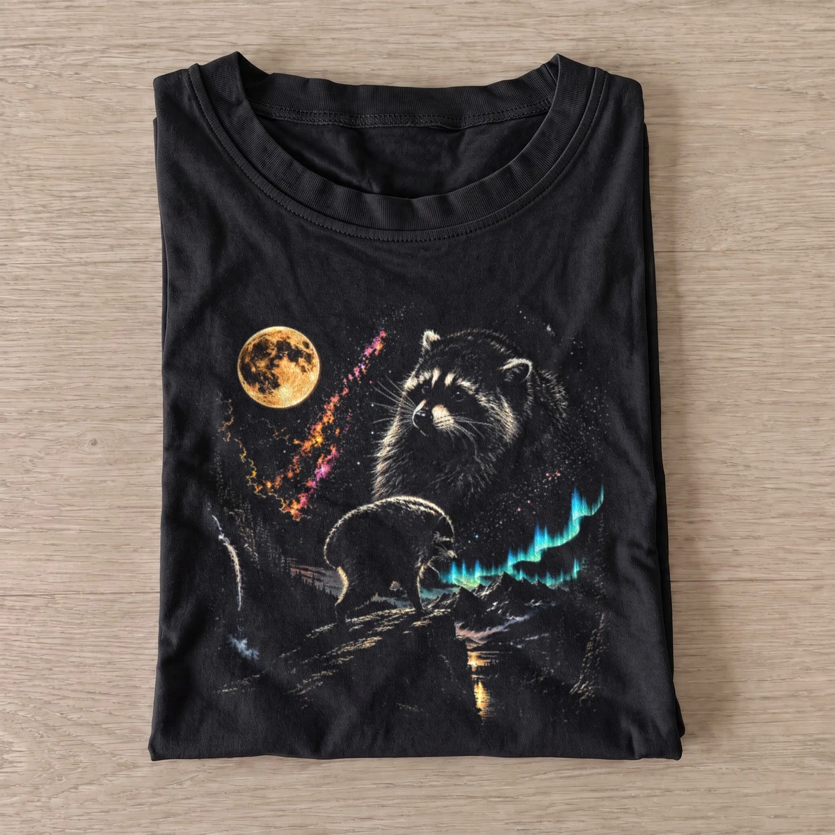 Cosmic Raccoon Galaxy T-shirt - Black