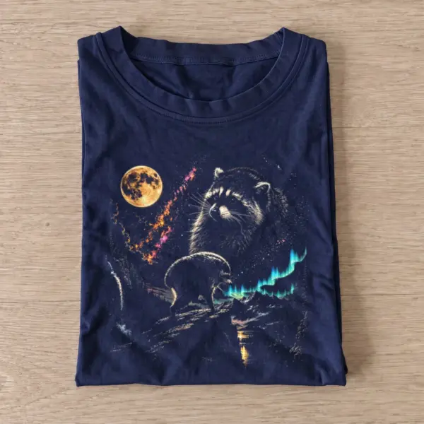 Cosmic Raccoon Galaxy T-shirt - Navy