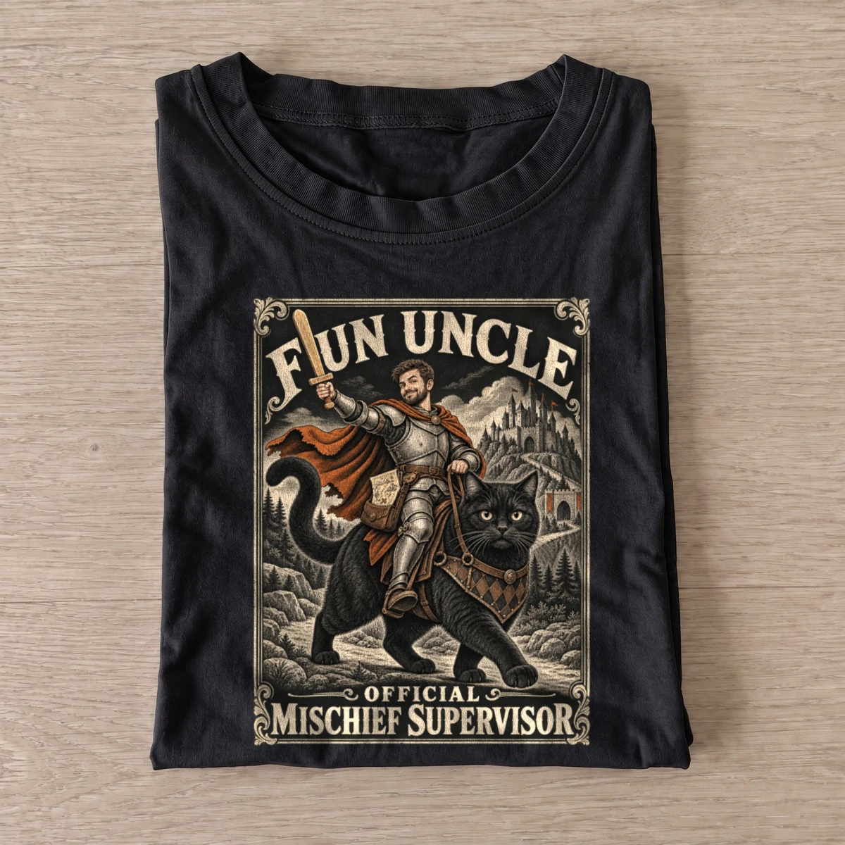 Fun uncle cat rider mischief supervisor t shirt black20fun uncle cat rider.webp