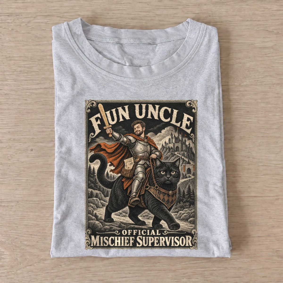 Fun uncle cat rider mischief supervisor t shirt gray20fun uncle cat rider.webp