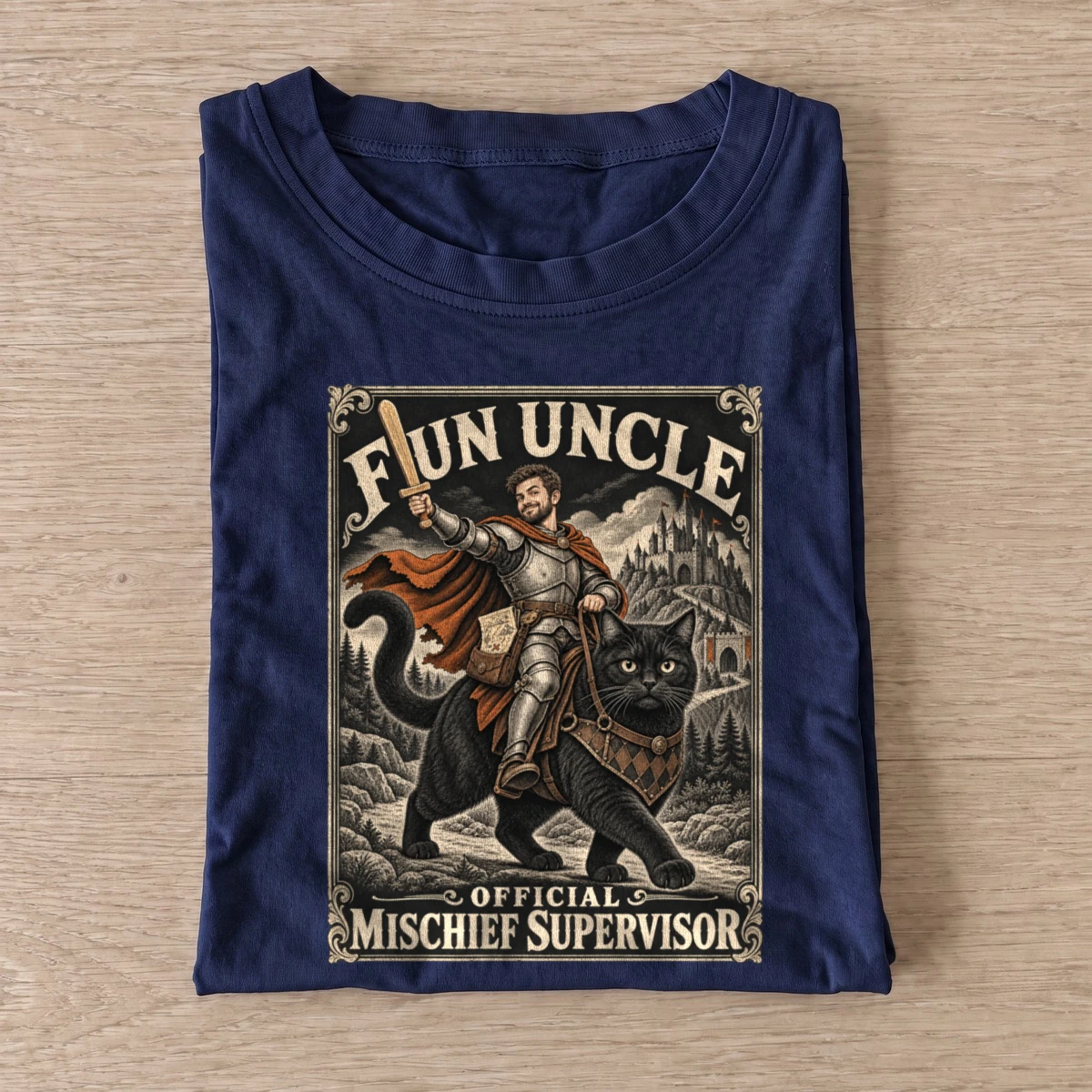 Fun uncle cat rider mischief supervisor t shirt navy20fun uncle cat rider.webp