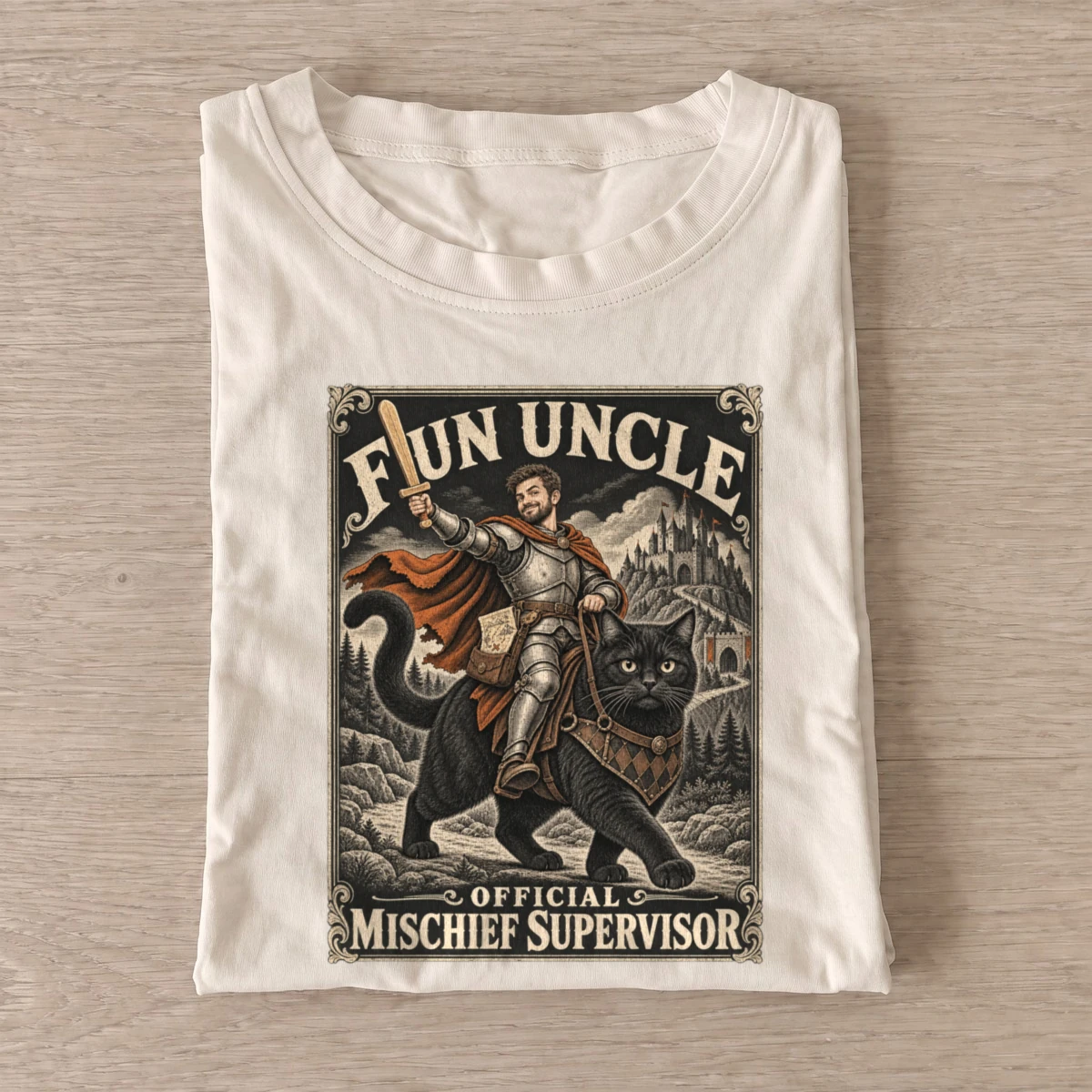 Fun uncle cat rider mischief supervisor t shirt sand20fun uncle cat rider.webp