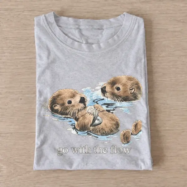 Go with the Flow Otters T-shirt - Gray