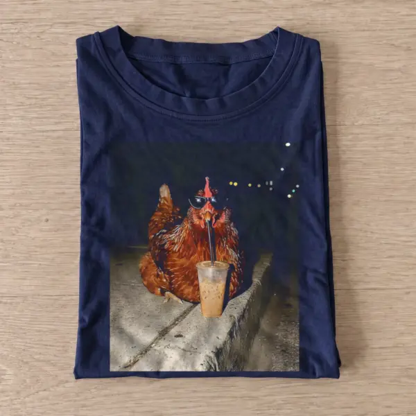 Iced Coffee Chicken T-shirt - Navy