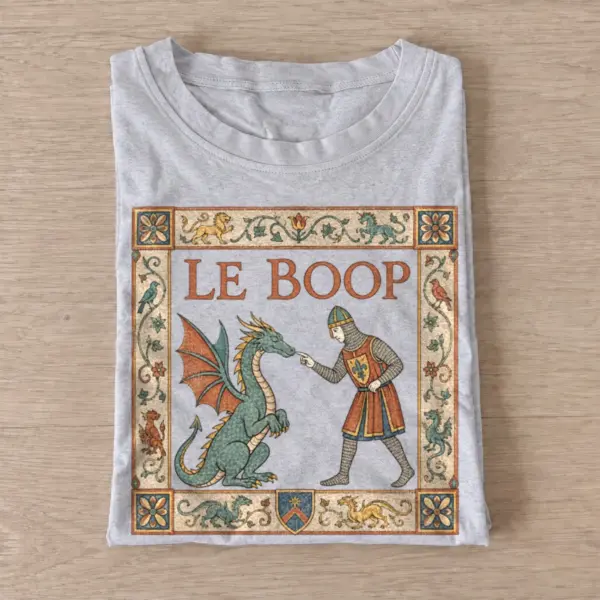 Le Boop Medieval Knight Dragon T-shirt - Gray