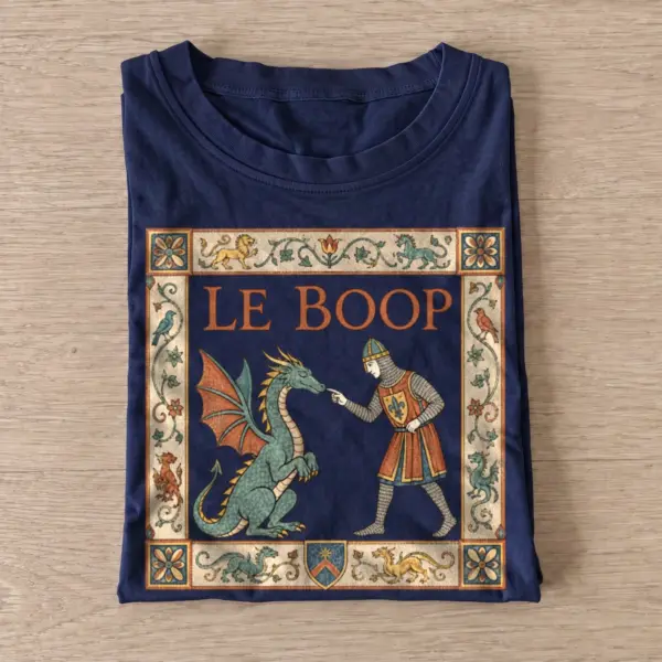 Le Boop Medieval Knight Dragon T-shirt - Navy