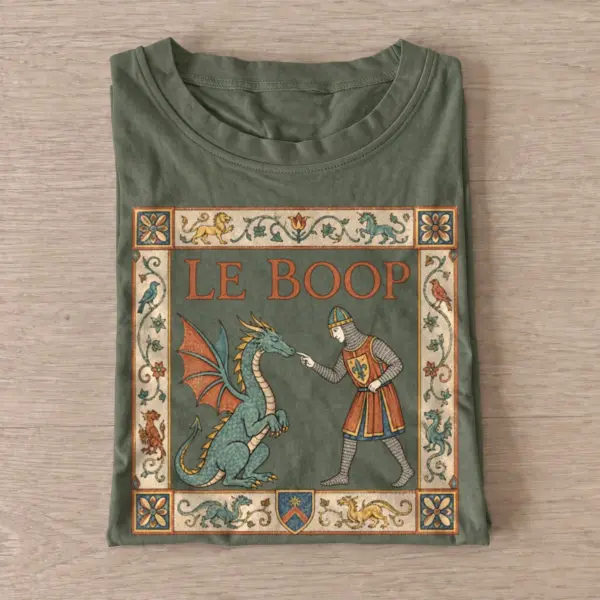 Le Boop Medieval Knight Dragon T-shirt - Olive