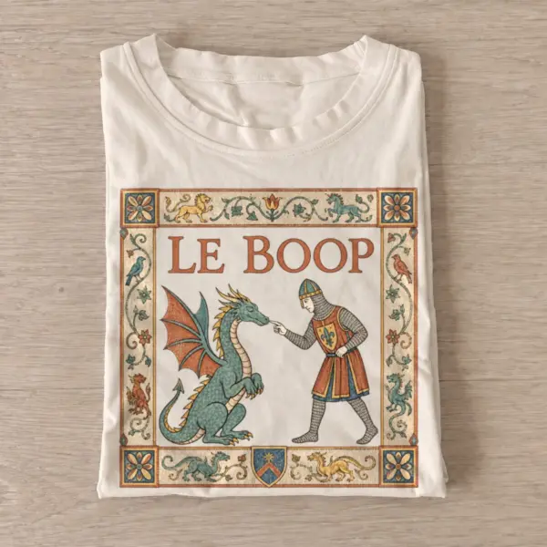 Le Boop Medieval Knight Dragon T-shirt - Sand
