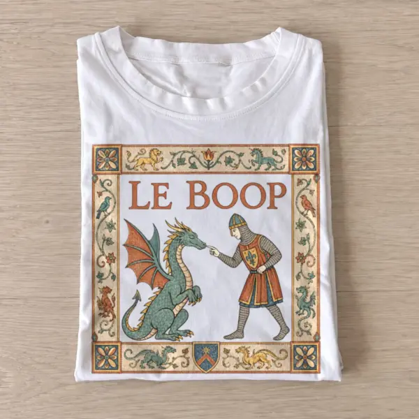 Le Boop Medieval Knight Dragon T-shirt - White