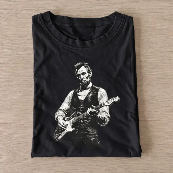 Lincoln rocks electric guitar t shirt black20lincoln rocks.webp