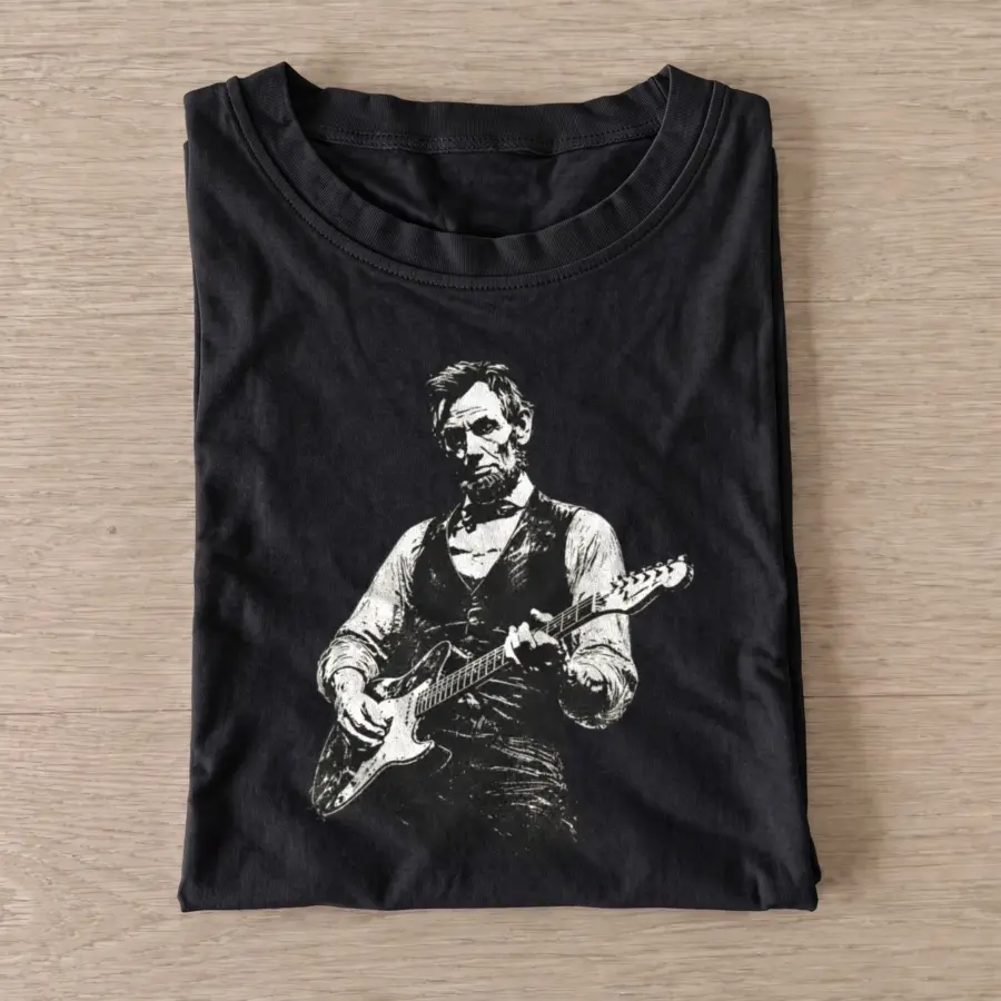 Lincoln Rocks Electric Guitar T-shirt - Black