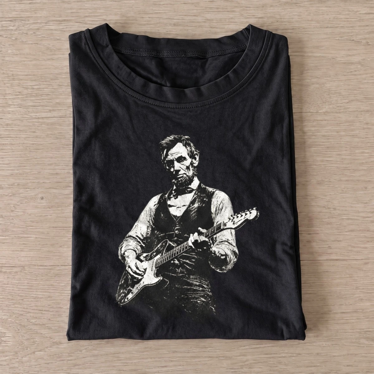 Lincoln rocks electric guitar t shirt black20lincoln rocks.webp