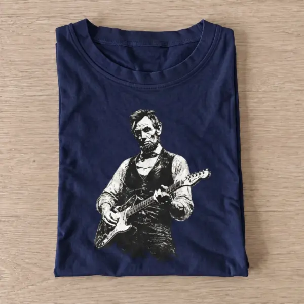 Lincoln rocks electric guitar t shirt navy20lincoln rocks.webp