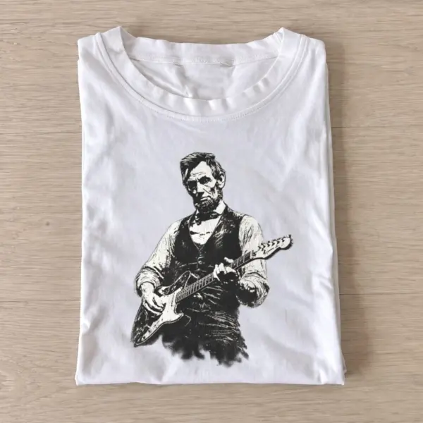 Lincoln rocks electric guitar t shirt white20lincoln rocks.webp