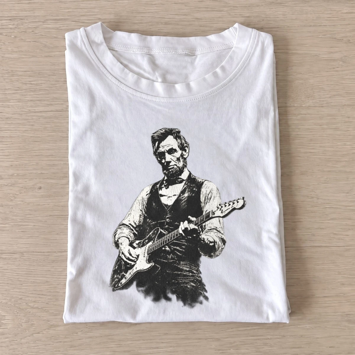 Lincoln rocks electric guitar t shirt white20lincoln rocks.webp