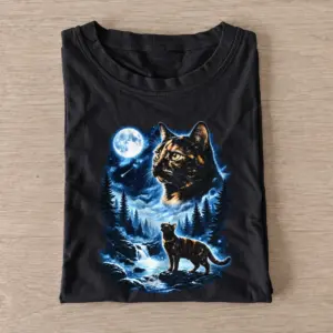 Moonlit cat night forest graphic t shirt black20moonlit cat.webp