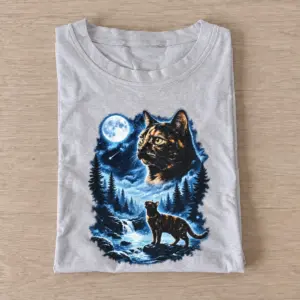 Moonlit cat night forest graphic t shirt gray20moonlit cat.webp
