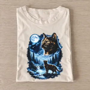 Moonlit cat night forest graphic t shirt sand20moonlit cat.webp