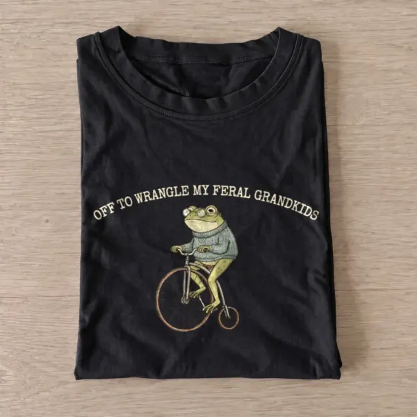 Off to wrangle my feral grandkids frog t shirt black20feral grandkids.webp