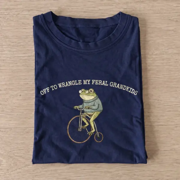 Off to wrangle my feral grandkids frog t shirt navy20feral grandkids.webp