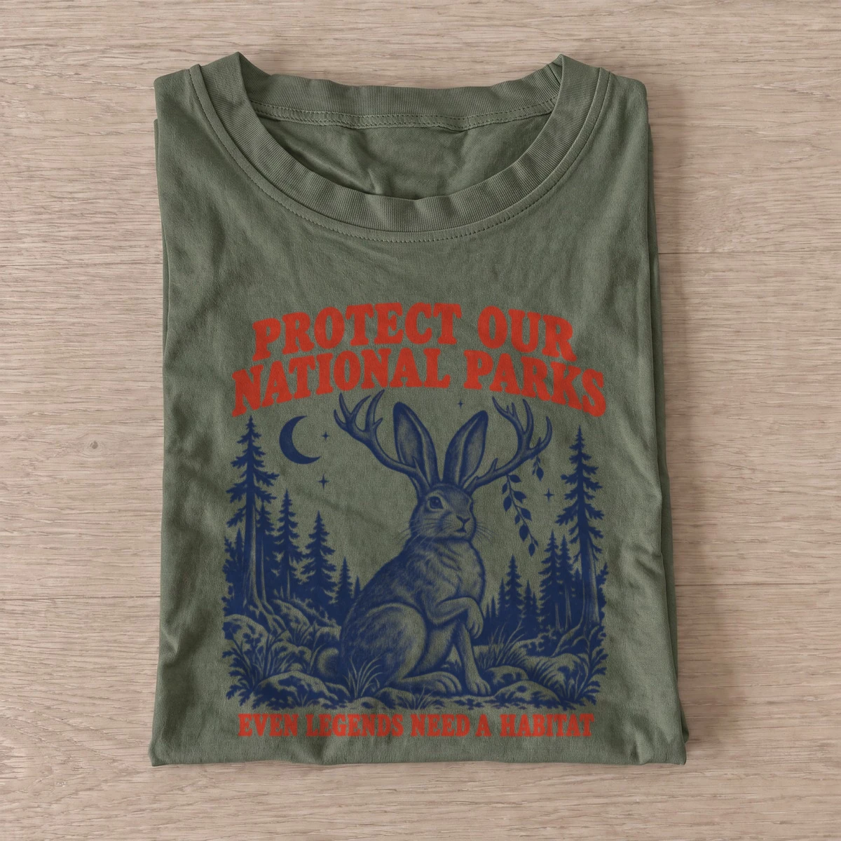 Protect our national parks jackalope habitat t shirt olive20jackalope habitat.webp