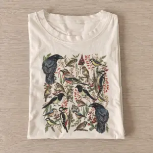Woodland birds botanical illustration t shirt sand20woodland birds.webp